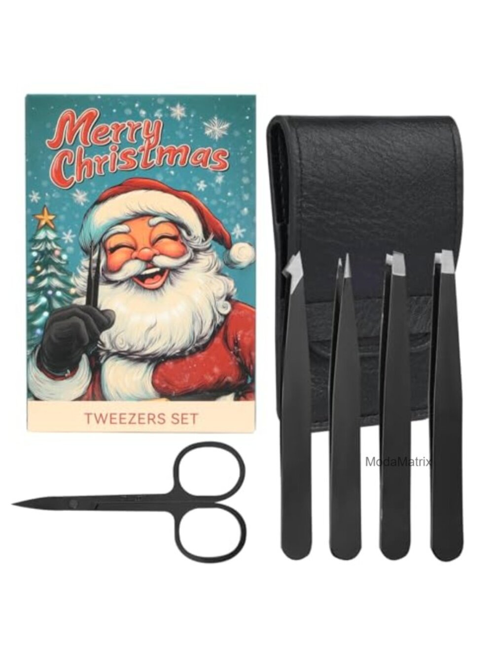 Stainless Steel Tweezers Set with Curved Scissors Precision Hair Removal